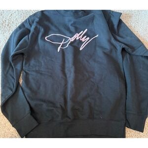 Dolly Parton Signature Sweatshirt Black Pink Graphic Crewneck Pullover JHA030 S